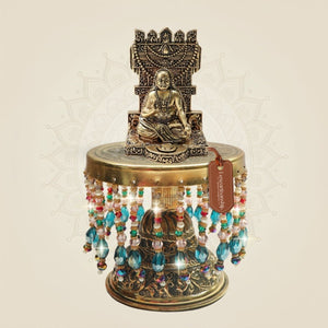 Brass Guru Raghavendra Idol on Chowki 7.5" for Spiritual Decor - Luxeartisanship