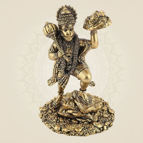 Brass Hanuman Idol 5"– Intricately Carved Statue