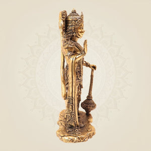 Brass Hanuman Idol 6" – Standing Hanuman Murti with Gada for Home Temple - Luxeartisanship