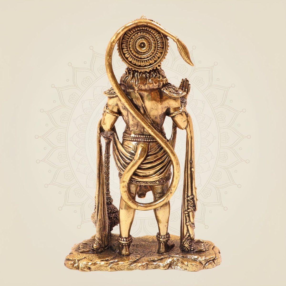 Brass Hanuman Idol 6" – Standing Hanuman Murti with Gada for Home Temple - Luxeartisanship