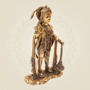 Brass Hanuman Idol 6" – Standing Hanuman Murti with Gada for Home Temple - Luxeartisanship