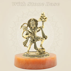 Brass Hanuman handmade statue with stone base