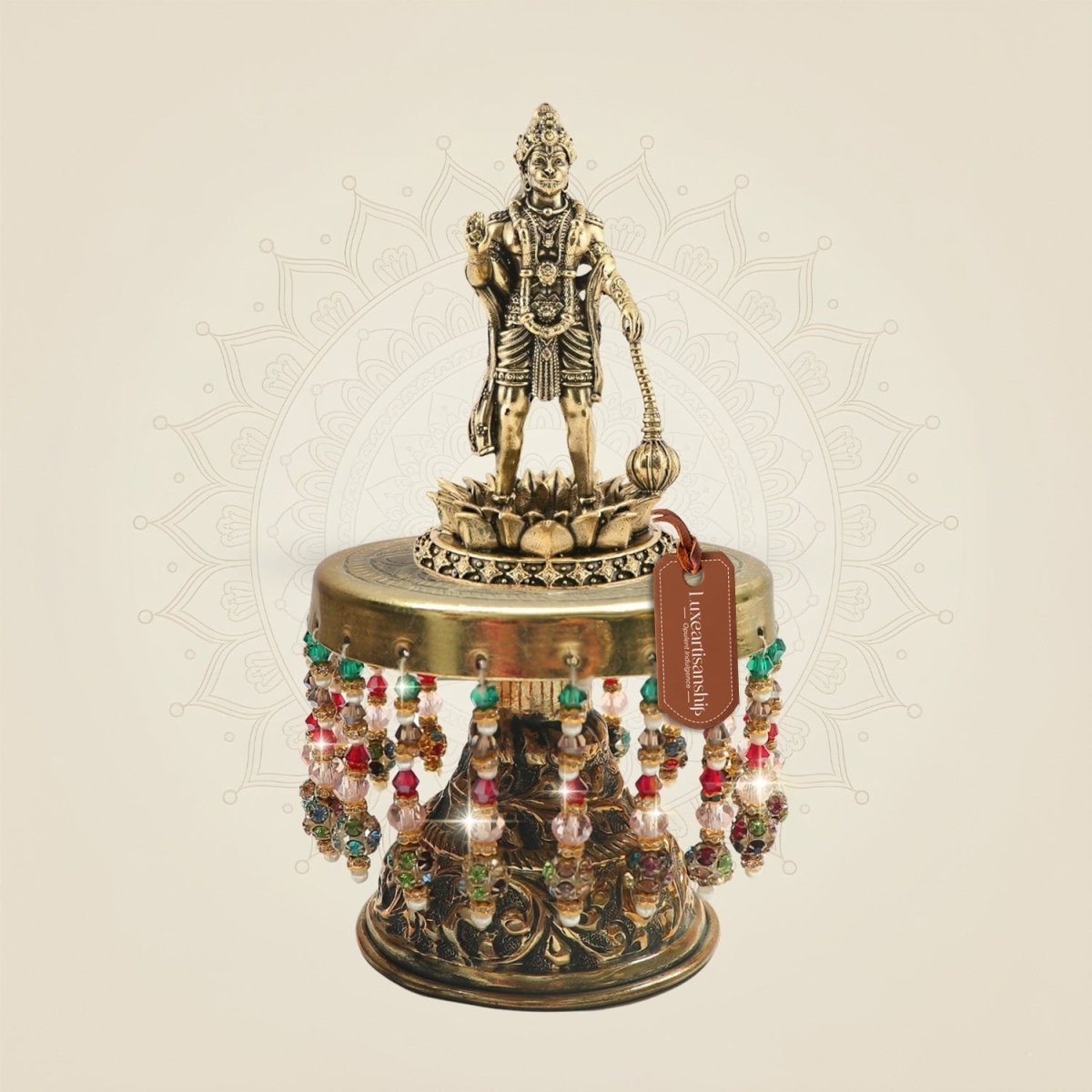 Brass Hanuman Standing Murti with Chowki 6.5"– Symbol of Power - Luxeartisanship