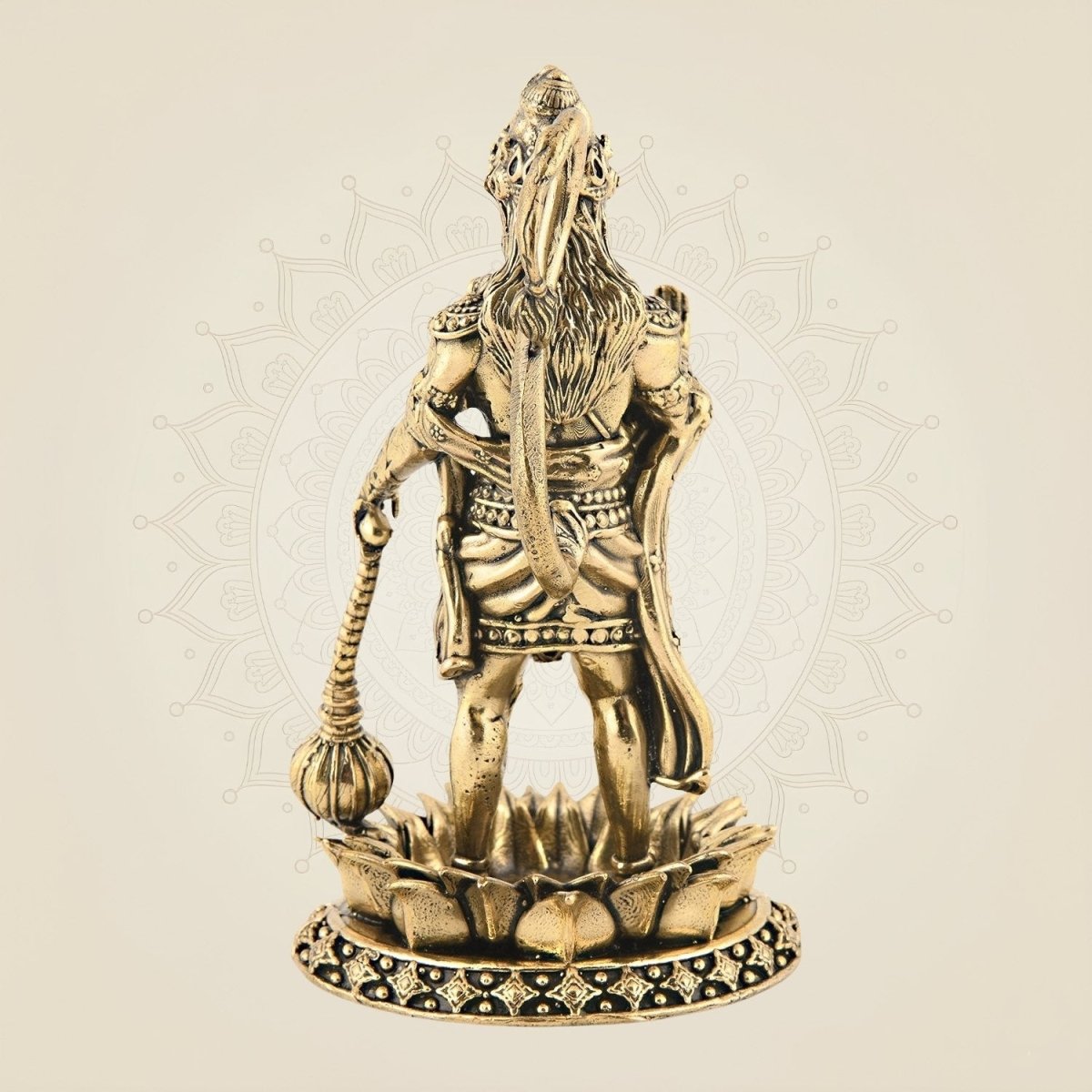 Brass Hanuman Standing on Lotus 4" – Superfine Carved Idol for Positivity - Luxeartisanship
