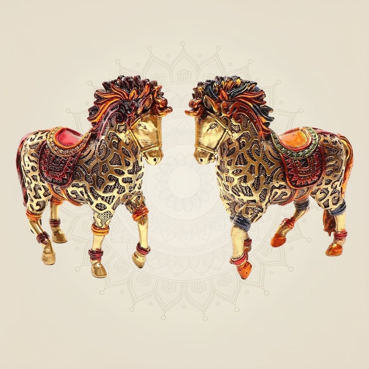 Brass Horse Pair Idols