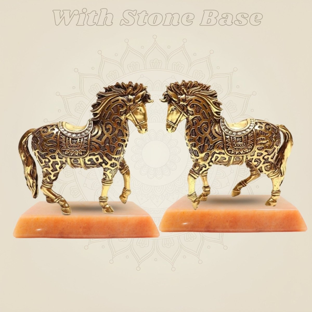 Horse Pair Figurines on stone base