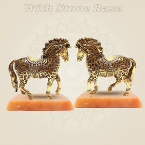 Horse Pair Figurines on stone base