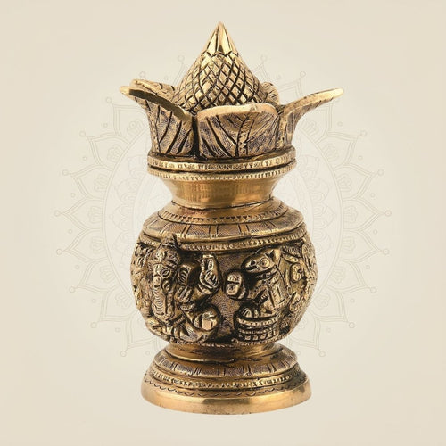 Brass Kalash with Coconut 6" – Traditional Pooja Pot