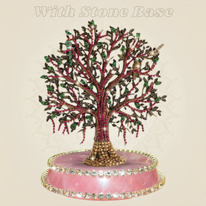 Brass Kalpavriksha Tree 6.5" Decor with Fine Rhinestone Jewellery Work - Luxeartisanship