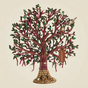 6.5 inch Brass Kalpavriksha Tree Decor with Fine Rhinestone Jewellery Work