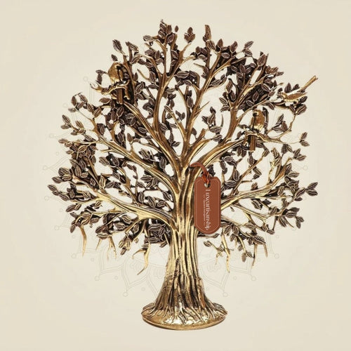 Brass Kalpavriksha "Tree of Life" with Birds – Handcrafted Spiritual Decor 6.25"
