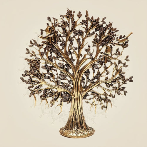 Brass Kalpavriksha "Tree of Life" with Birds – Handcrafted Spiritual Decor 6.25"