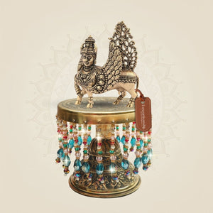 Brass Kamdhenu Cow Murti with Chowki 7"– Engraved Surface Detail - Luxeartisanship