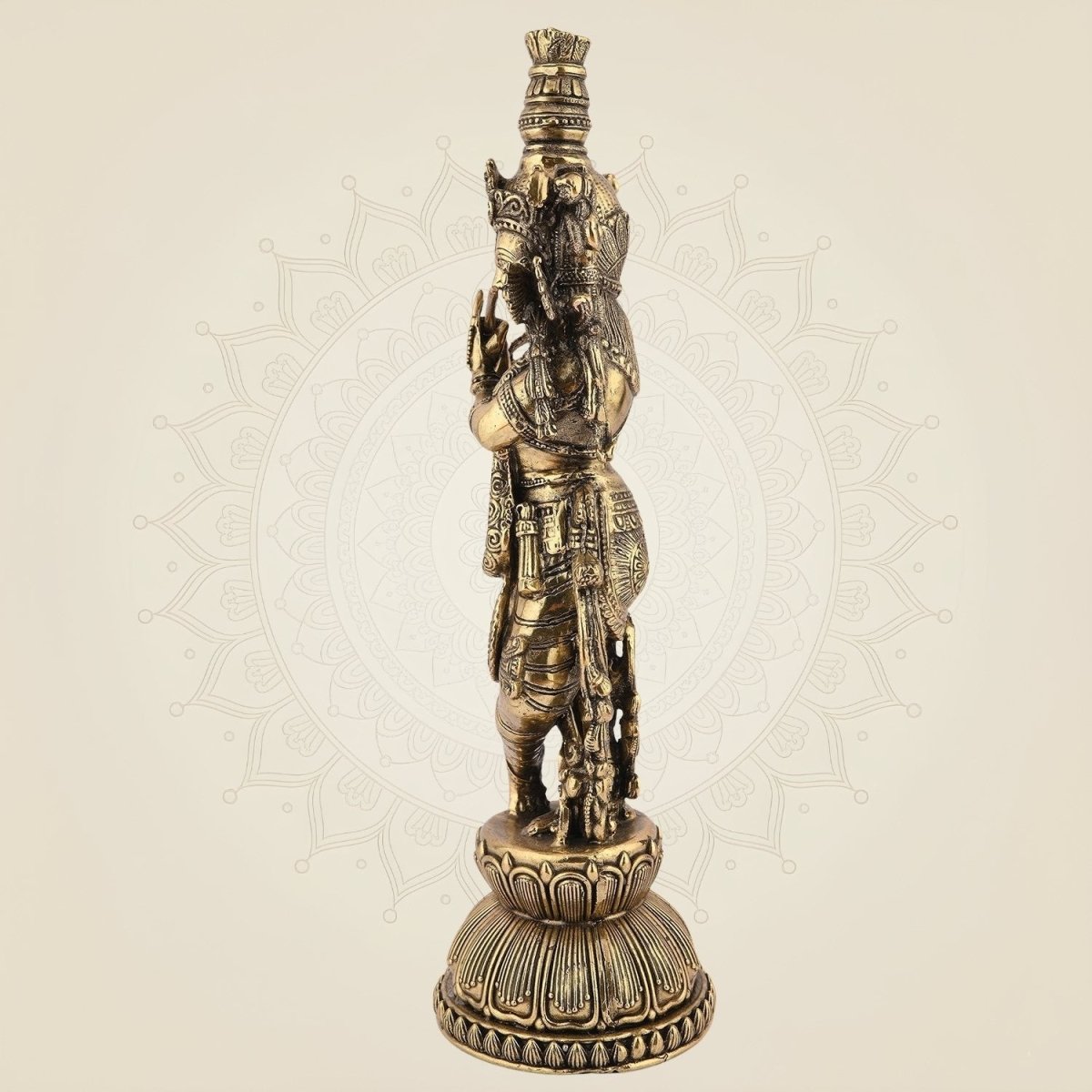 Brass Krishna Idol 8.75" – Handcrafted God Statue for Home Temple Decor - Luxeartisanship