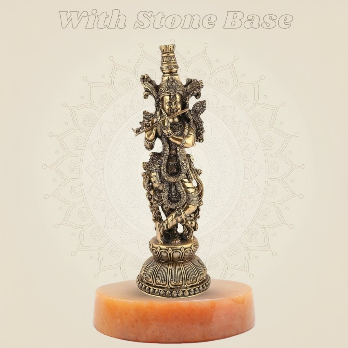 Brass Krishna Idol 8.75" – Handcrafted God Statue for Home Temple Decor - Luxeartisanship