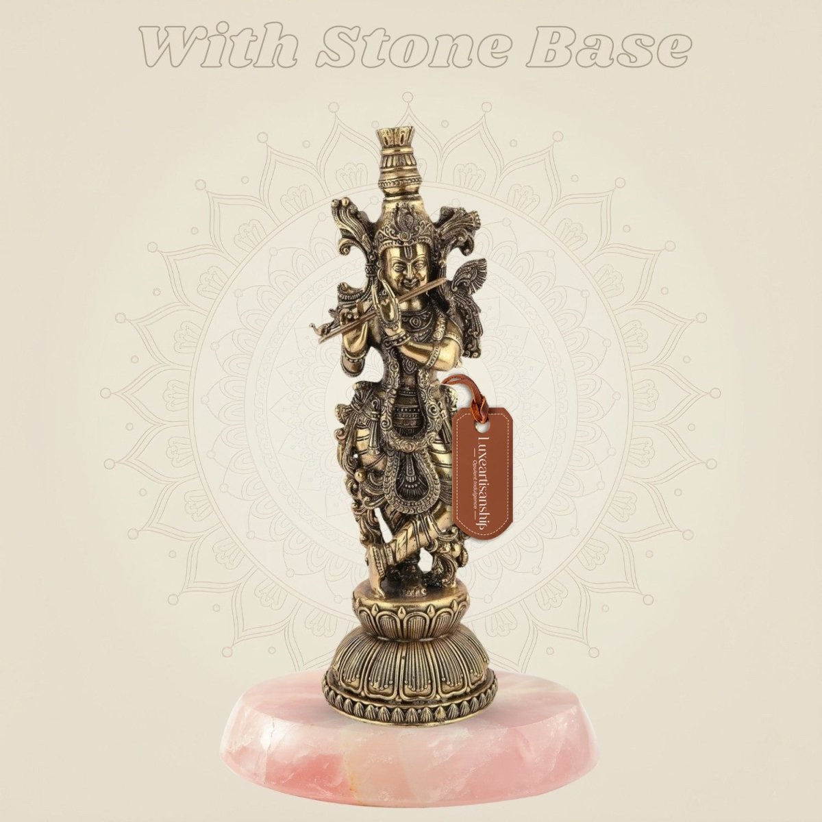 Brass Krishna Idol 8.75" – Handcrafted God Statue for Home Temple Decor - Luxeartisanship