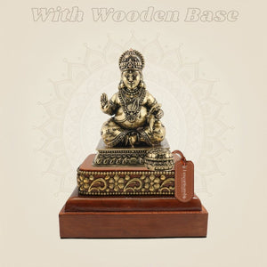 3.75 inch Brass Kuber Idol on Square Wooden Base with Fine Detailing