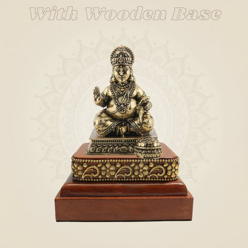 Brass Kuber Murti 3? Displayed on Wooden Base