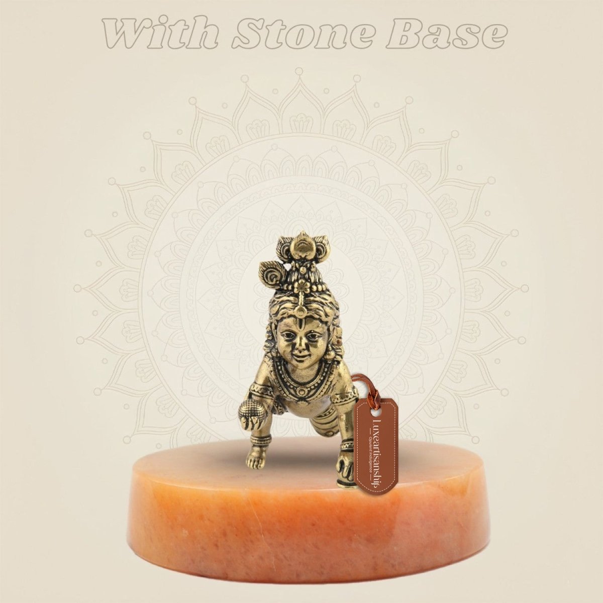 Brass Laddu Gopal 2" - Small Kanha Ji Idol for Home & Gift Use - Luxeartisanship