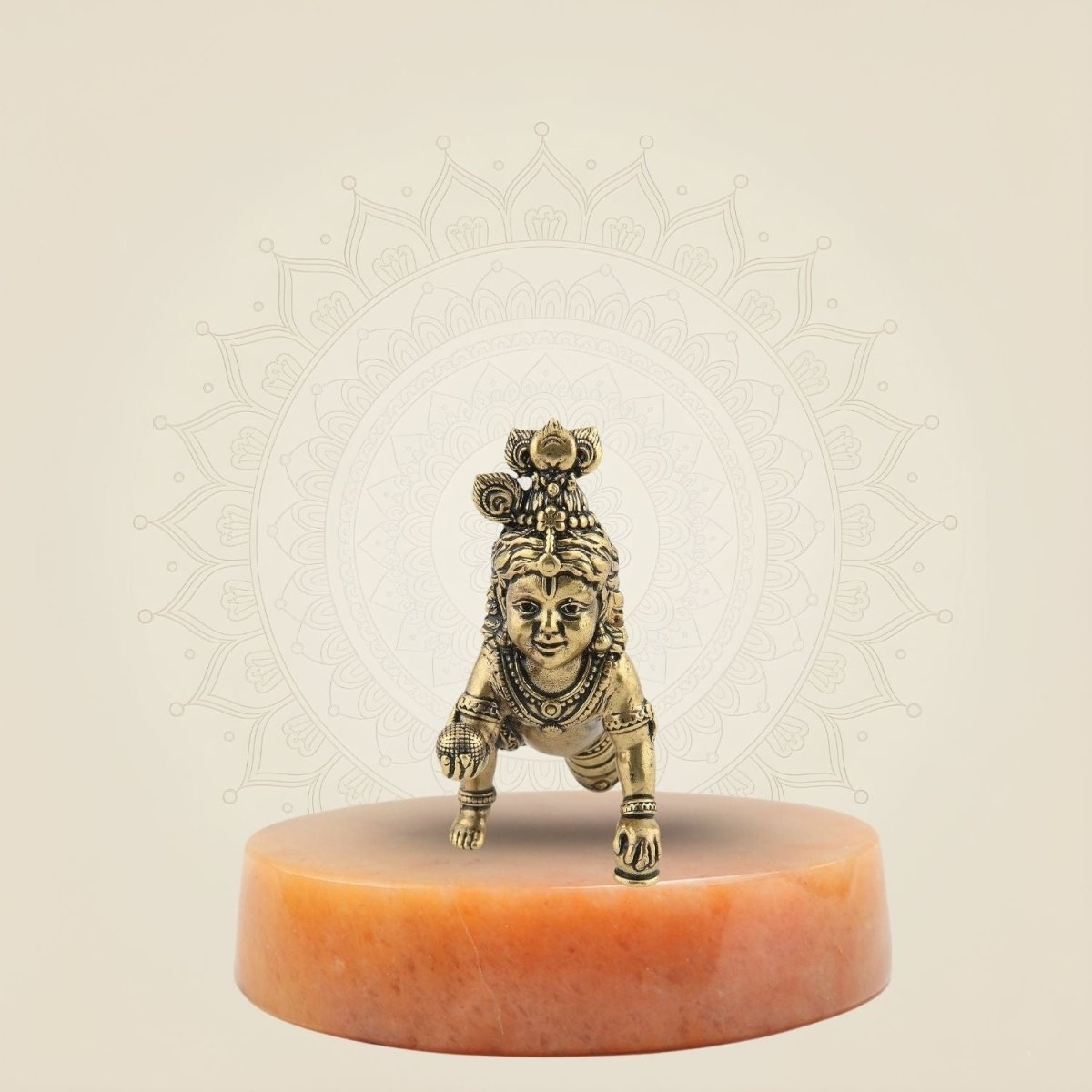 Brass Laddu Gopal 2" - Small Kanha Ji Idol for Home & Gift Use - Luxeartisanship