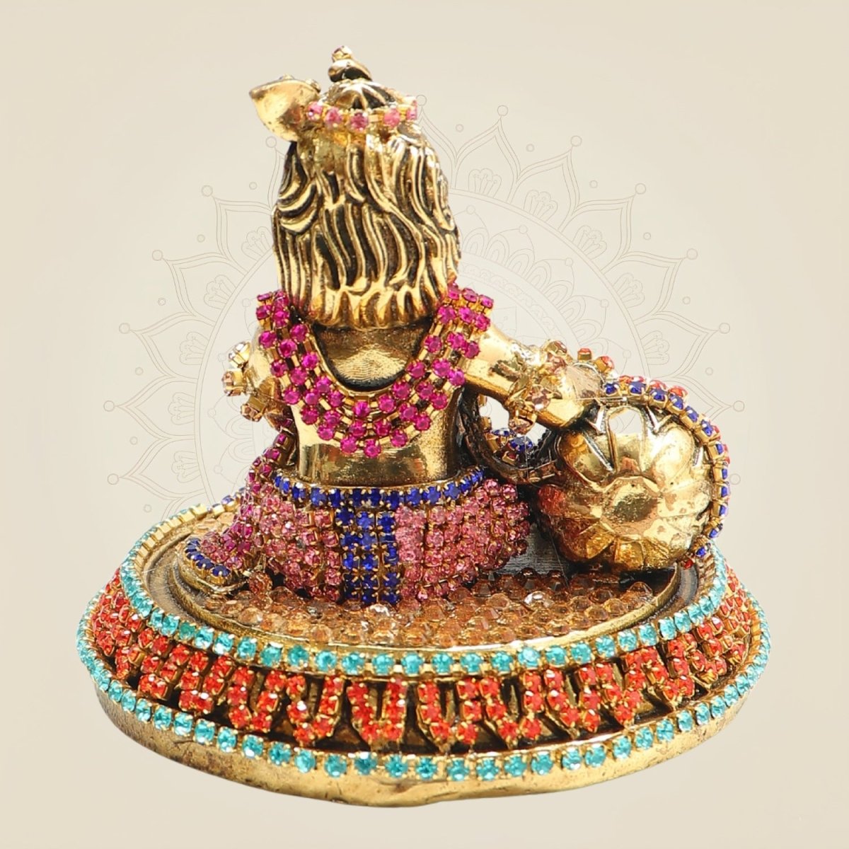 Brass Laddu Gopal Idol with Rhinestone Work – 2.75 Inch - Luxeartisanship