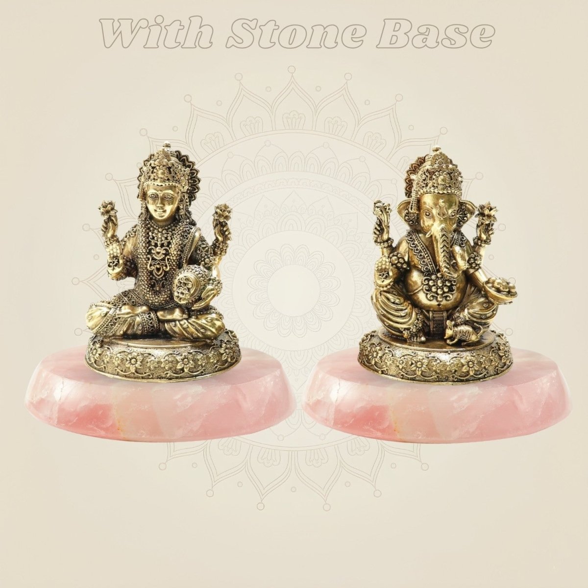 Brass Lakshmi and Ganesha Idol Pair 4" – Detailed Decorative Set - Luxeartisanship