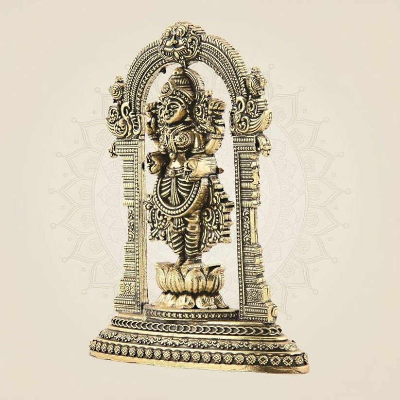 Sacred Lakshmi Devi Brass Idol I Traditional Arch Design