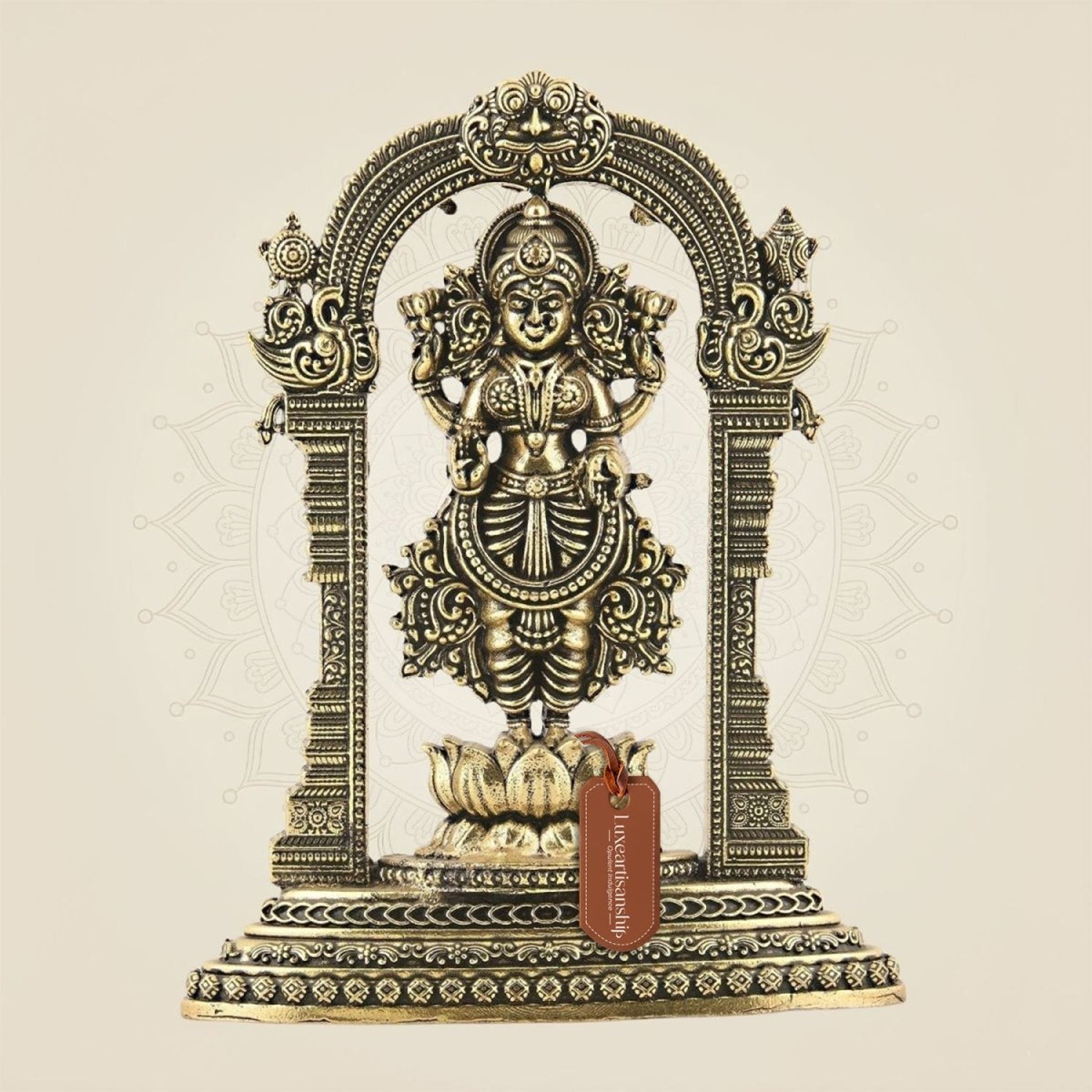 Brass Lakshmi Devi Idol on Lotus
