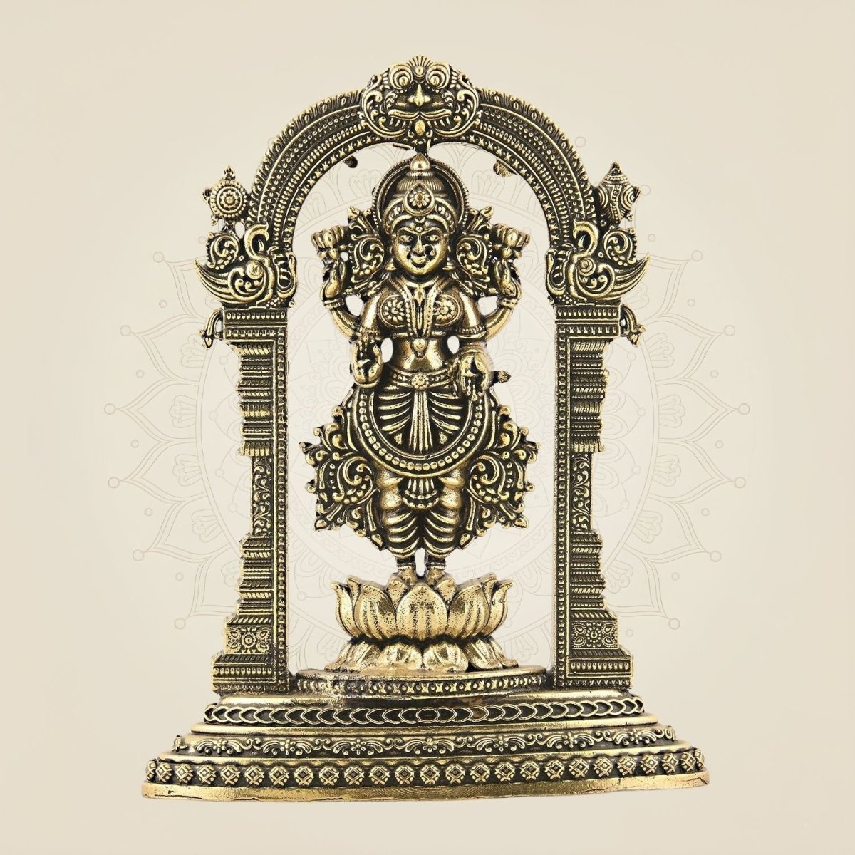 Brass Lakshmi Devi Idol on Lotus