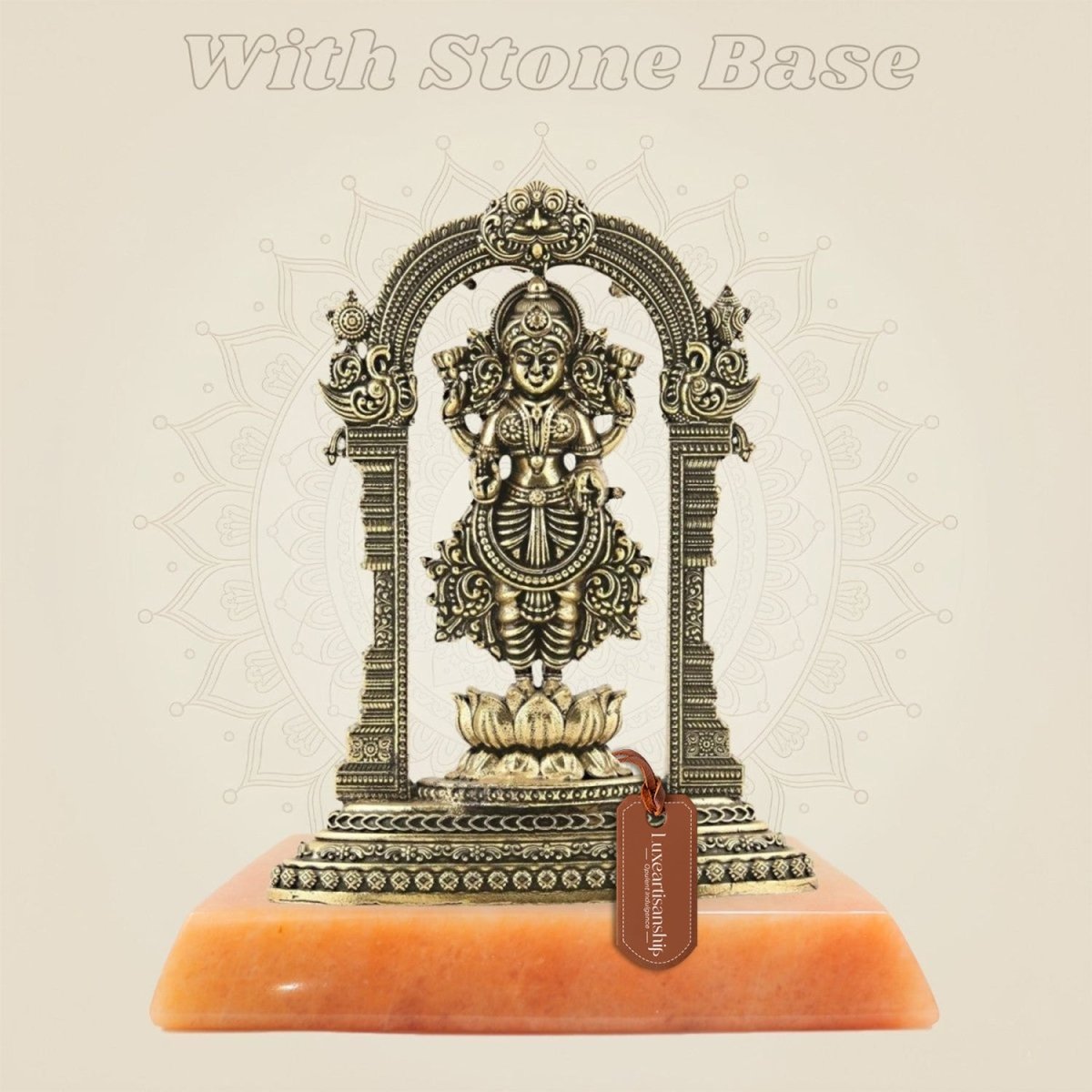 Brass Lakshmi Statue on gemstone base