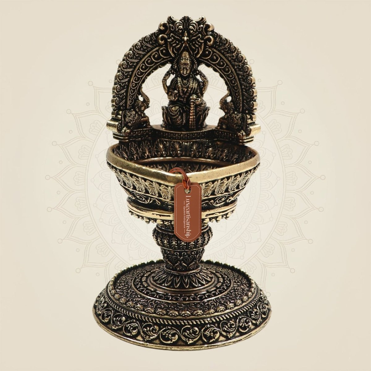 Brass Lakshmi Diya 4.5" – Radiant Symbol of Wealth - Luxeartisanship