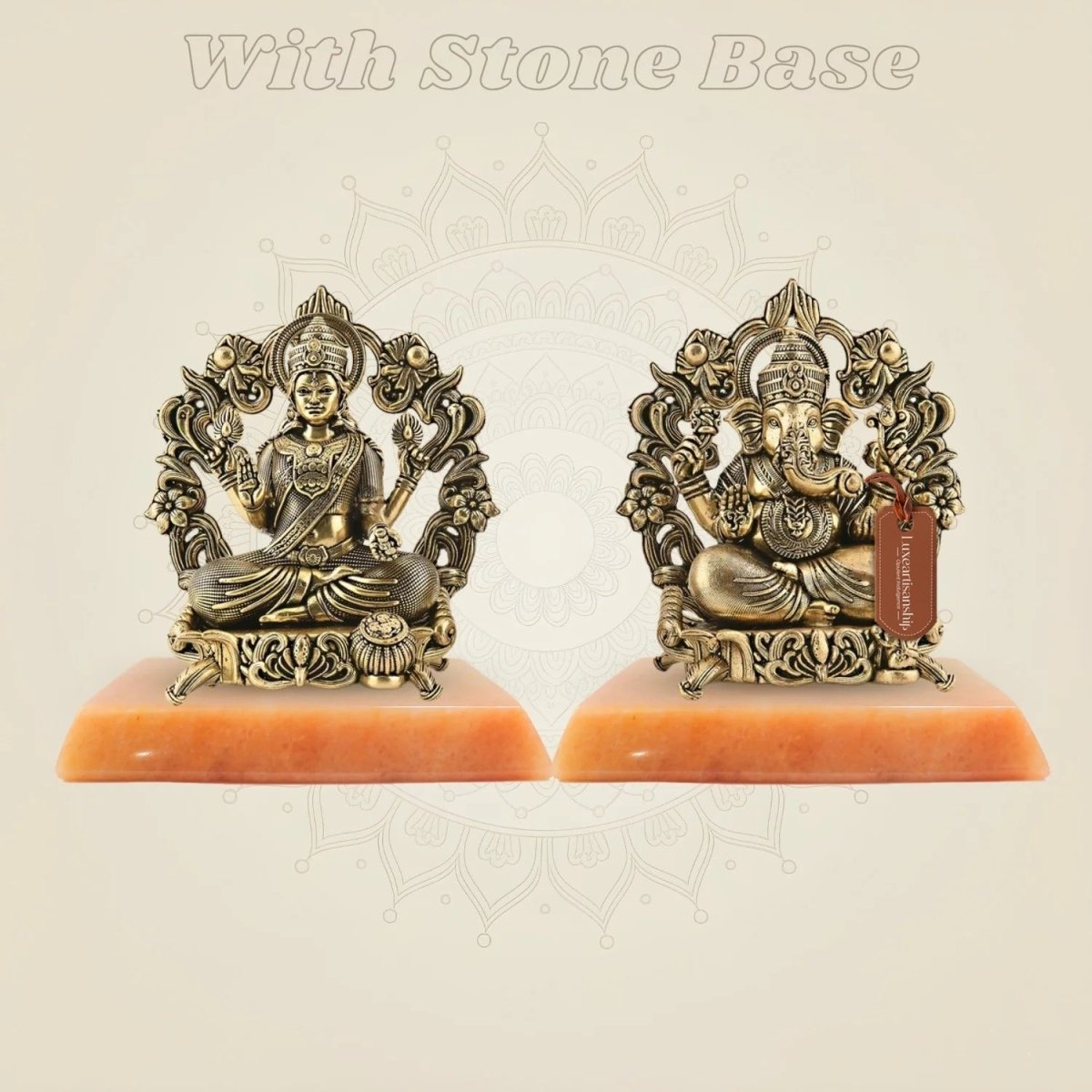 Brass Lakshmi Ganesh with Gemstone base