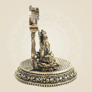 Brass Lakshmi Ganesh Idol with Smooth Round Pedestal 3" - Luxeartisanship