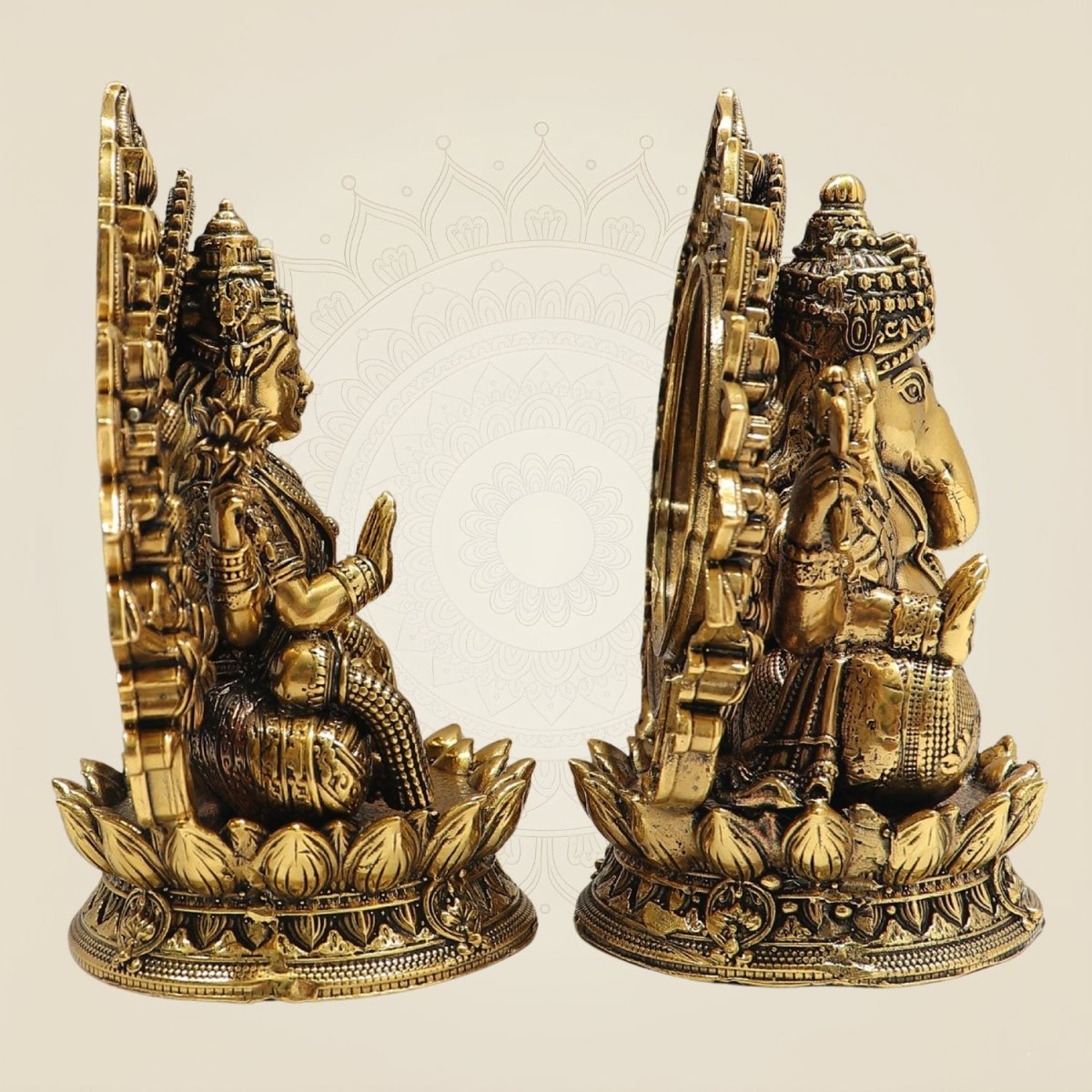 Brass Lakshmi Ganesh Murti Pair 4.5 Inch – Auspicious Idol for Home, Pooja & Office - Luxeartisanship