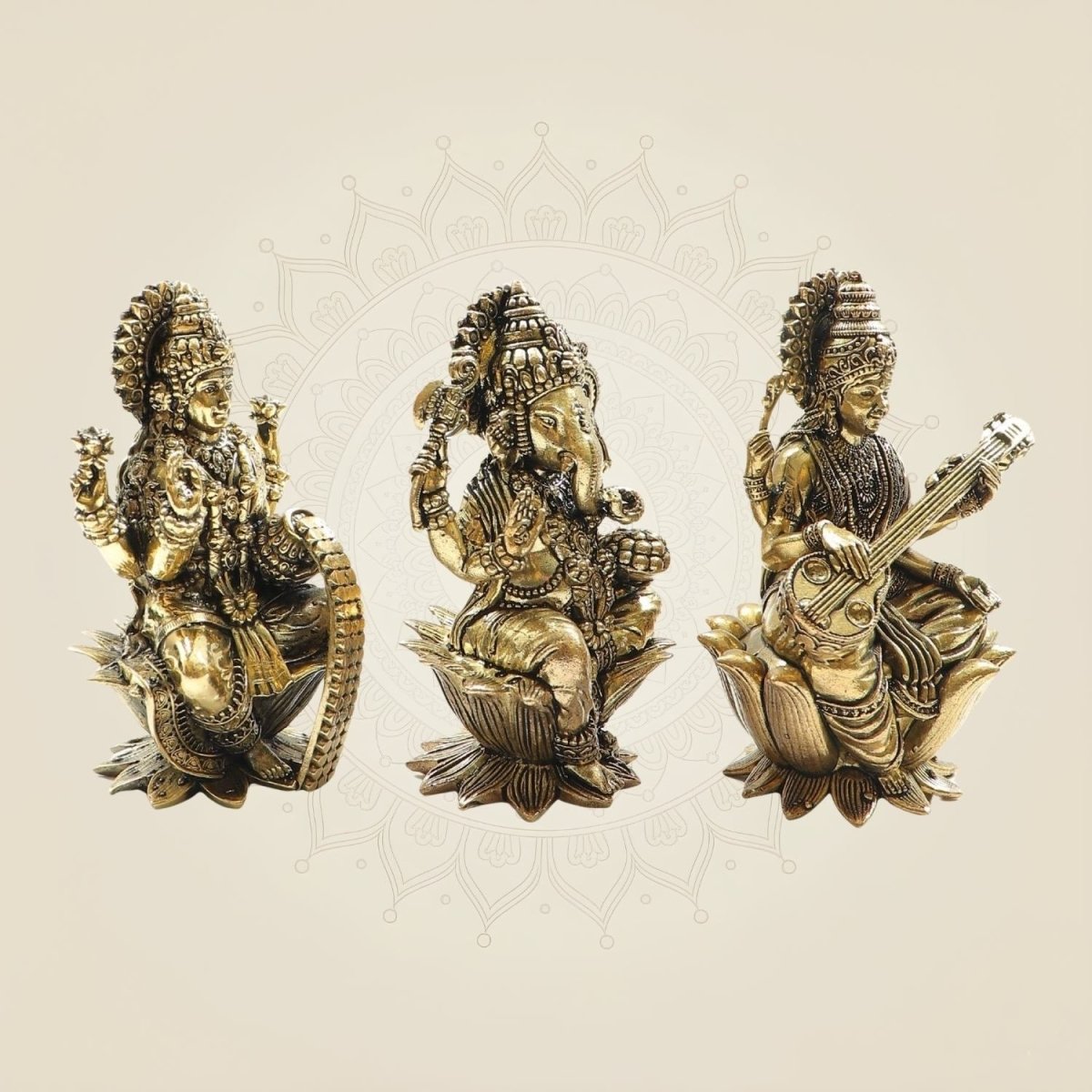 Brass Lakshmi Ganesh Saraswati Murti