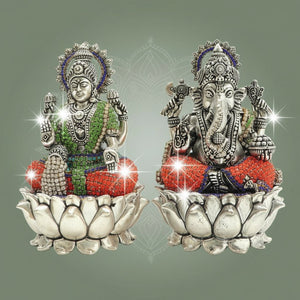 Brass Ganesh Laxmi Jewellery Stonework
