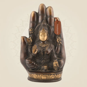 Brass Lakshmi Idol on Palm - Luxeartisanship