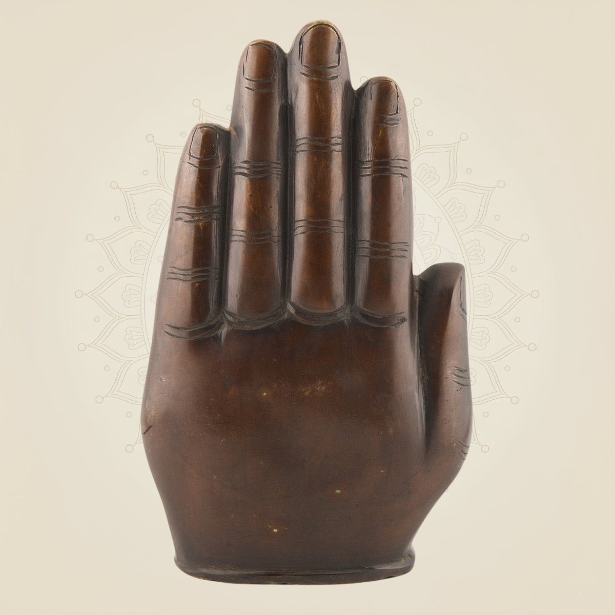 Brass Lakshmi Idol on Palm 9″ – Butter Polish Finish laxmi ji Statue for Wealth & Prosperity - Luxeartisanship