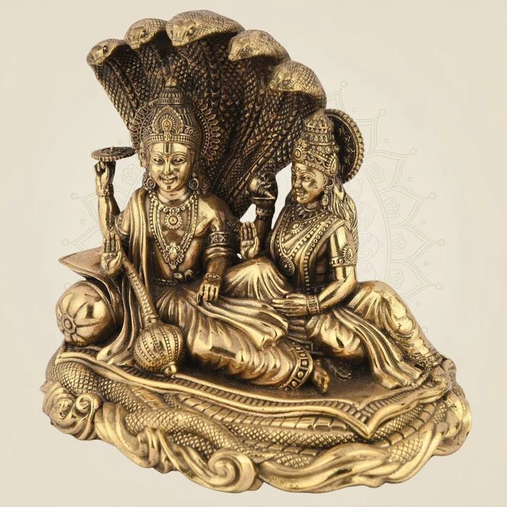 Brass Lakshmi Vishnu Idol - Luxeartisanship