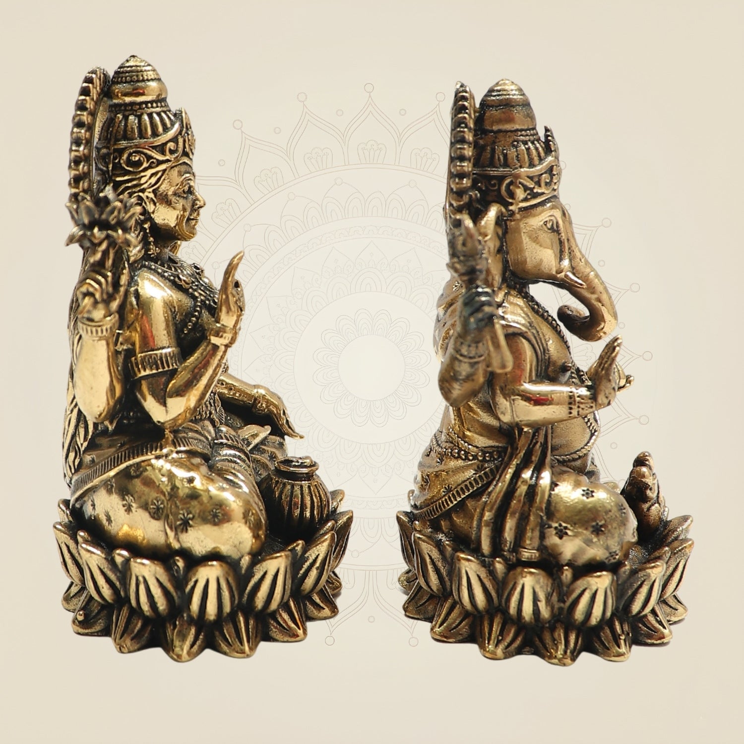 Brass Handmade Laxmi Ganesh Idol Pair
