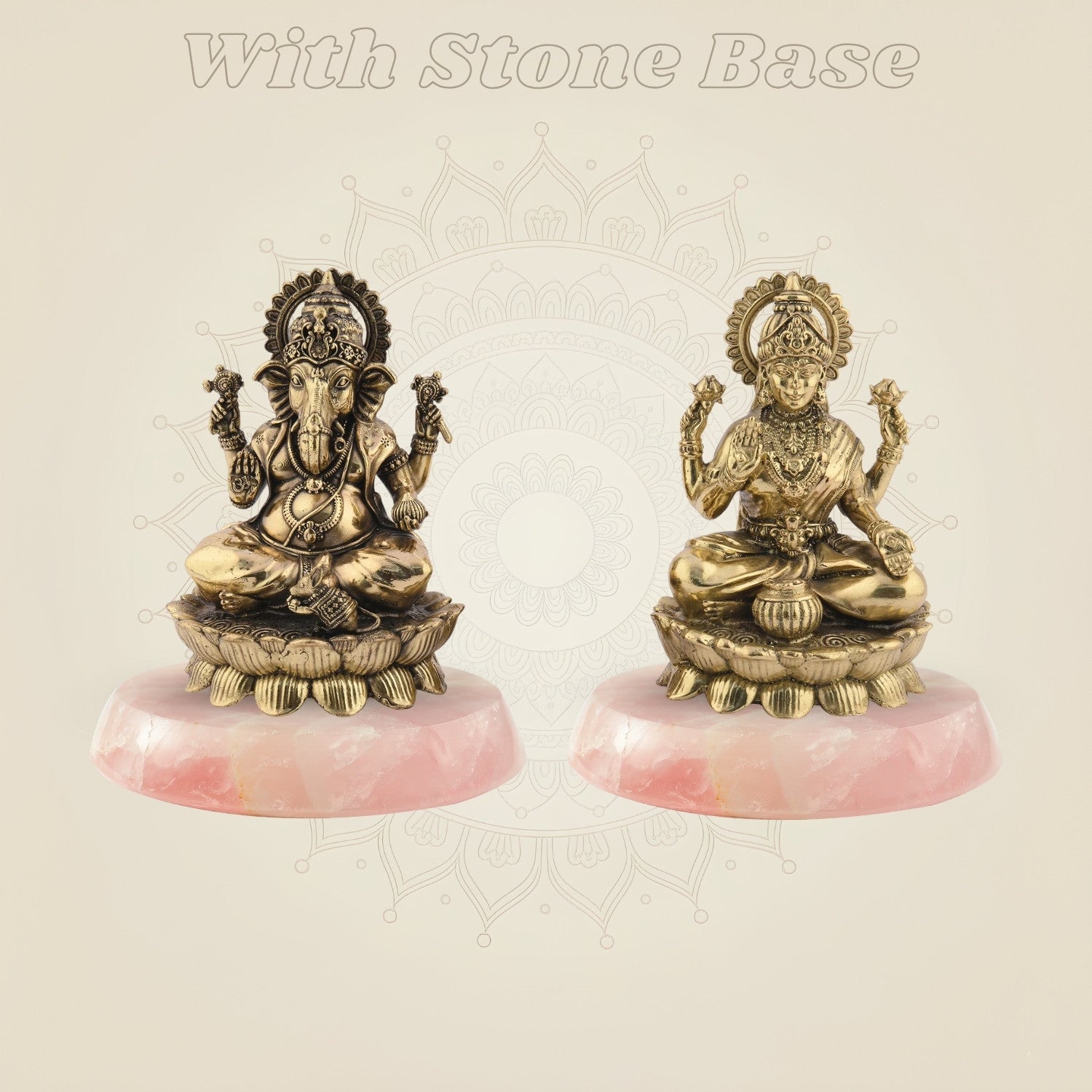 Brass Laxmi Ganesh Idol with stone base
