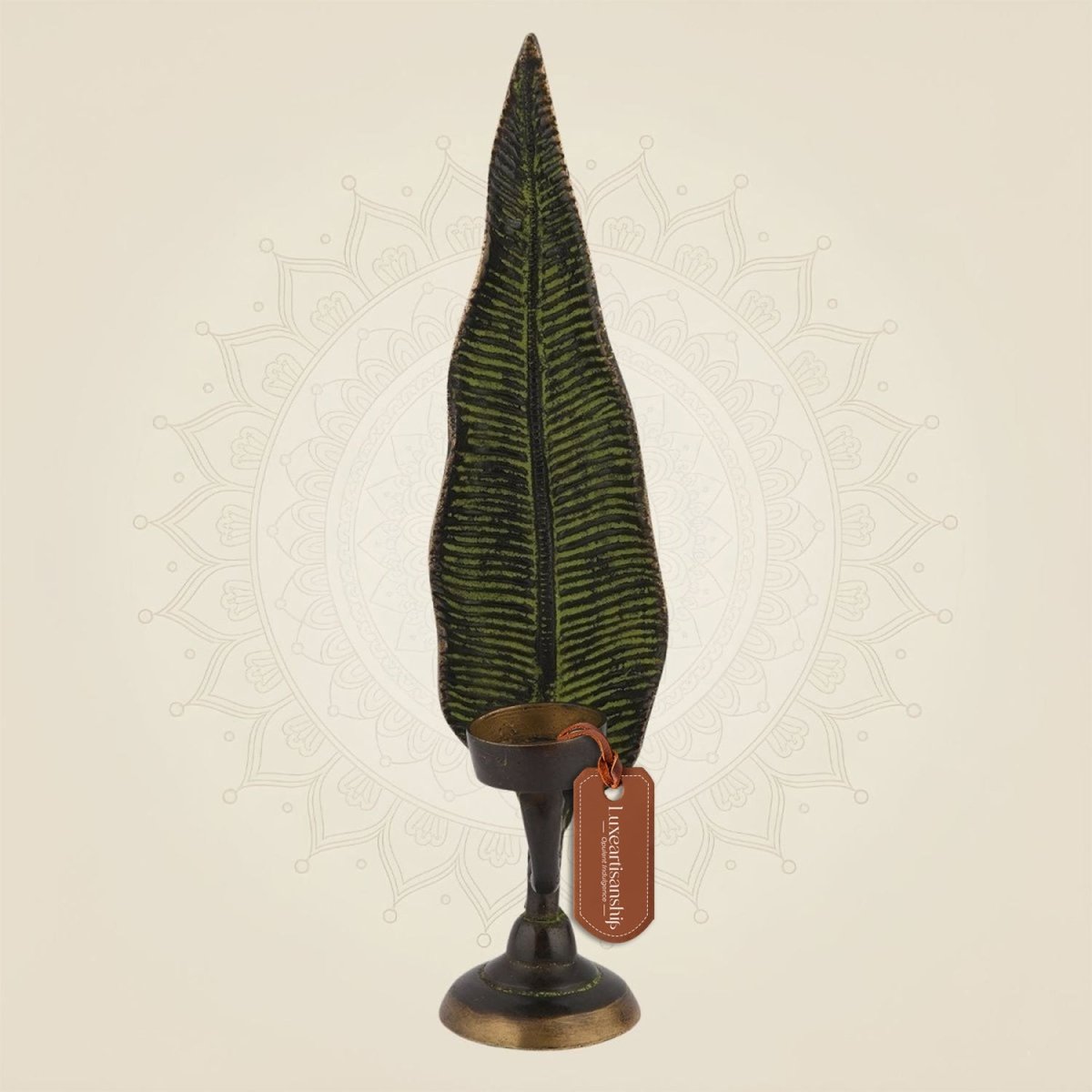 Brass Leaf Candle Stand 12.75"