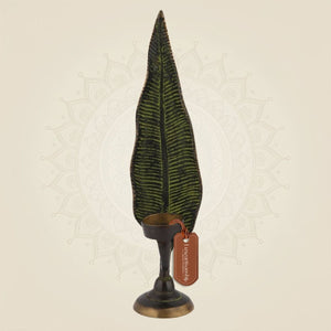 Brass Leaf Candle Stand 12.75"