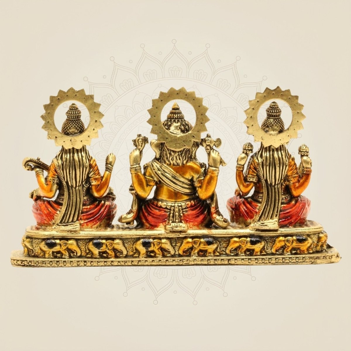 Brass Lord Ganesha, Laxmi & Saraswati Idol 3"
