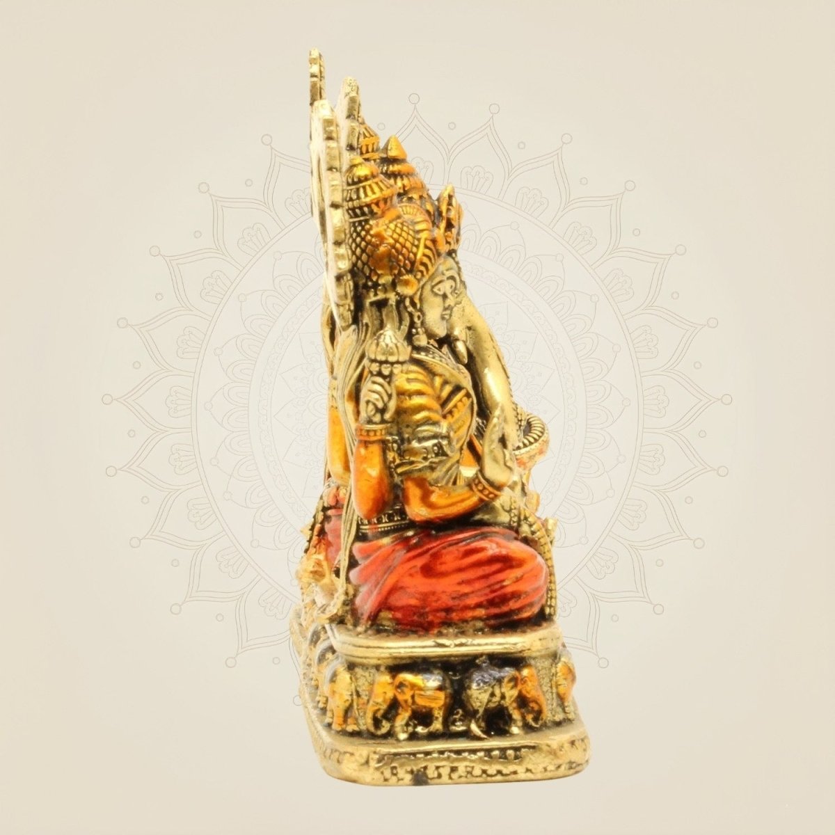 Brass Lord Ganesha, Laxmi & Saraswati multicolored statue