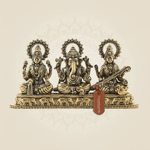Brass Lord Ganesha, Laxmi & Saraswati Idol