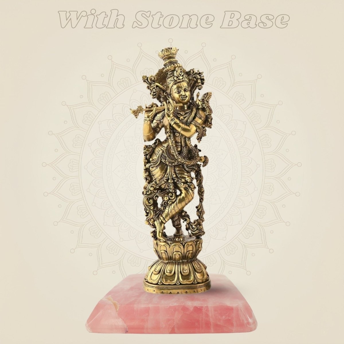 Brass Lord Krishna Idol 9.5" | Flute Playing Kishan Murti for Home & Temple - Luxeartisanship