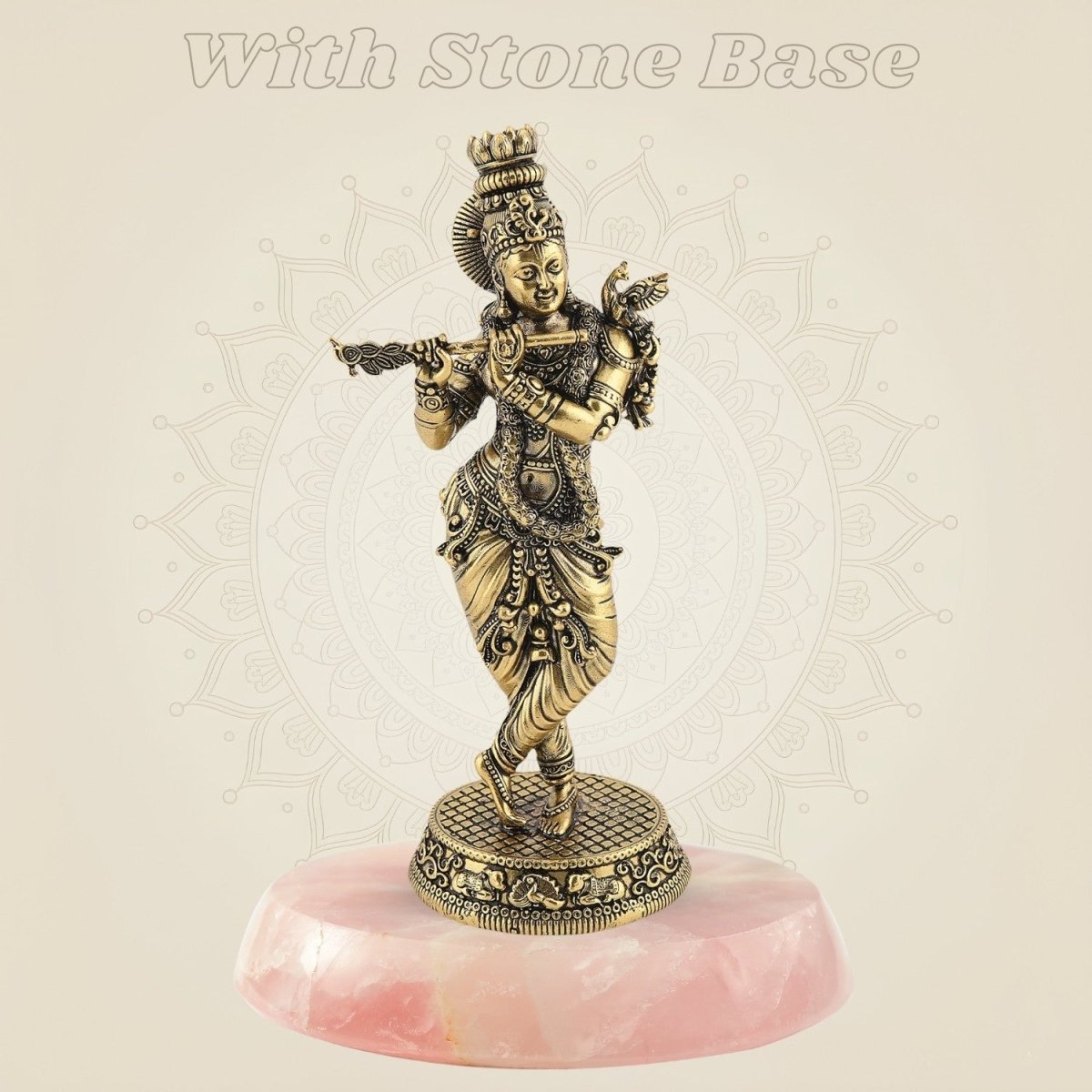 Brass Lord Krishna Playing Flute 6″ – Handcrafted Statue for Home Decor - Luxeartisanship