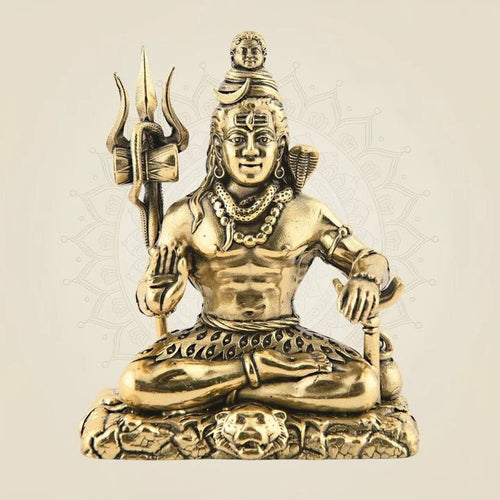Brass Lord Shiva Murti 4.5 - Divine Mahadev Statue for Home