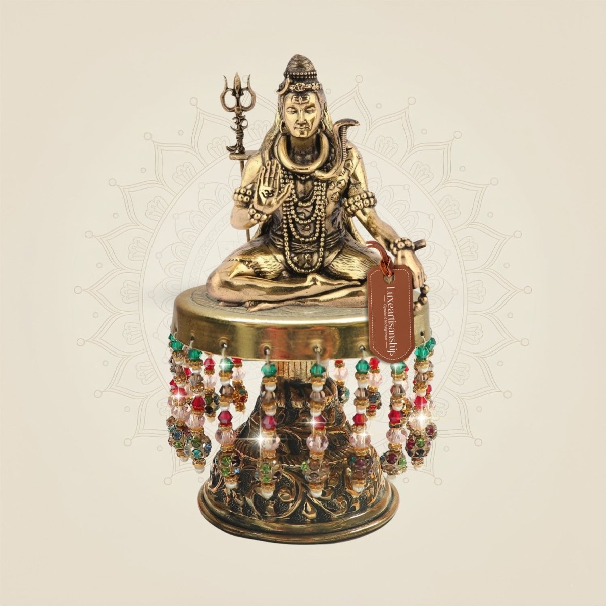 Brass Lord Shiva Murti on Chowki 5.5"– Abhaya Mudra Idol - Luxeartisanship